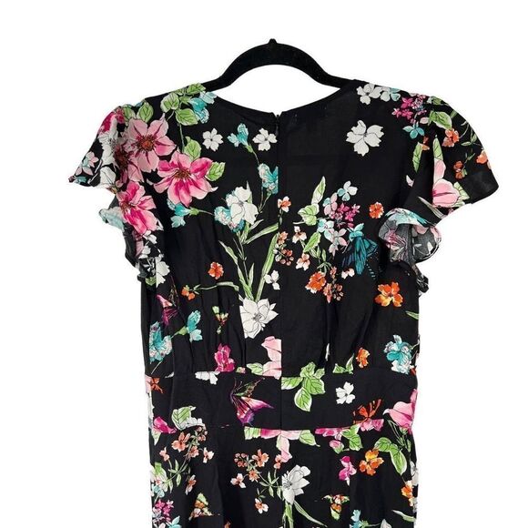 Love, Fire Black Floral Flutter Sleeve Jumpsuit - Picture 4 of 12